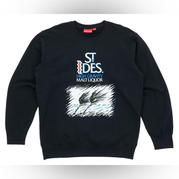 NWOT S/S 2016 SUPREME x ST. IDES CREWNECK MENS MEDIUM BLACK NO FLAWS - Picture 2 of 16